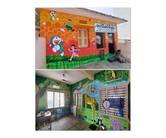 Anganwadi School Cartoon Wall Painting Images From Borabanda - Image 2/3