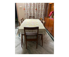 Teak wood dining table with 6 chairs - Image 1/2