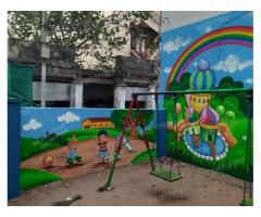 School Cartoon Wall Art Painting From Machilipatnam - Image 2/2