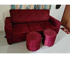 6 months old 3 Seater sofa with 2 ottoman chairs - Image 4/6