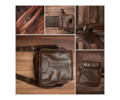 Vintage Leather Messenger Bag - Image 1/6