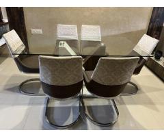 6-seater Glass dining table and chairs - Image 1/6