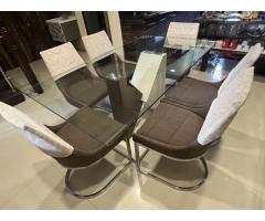 6-seater Glass dining table and chairs - Image 2/6