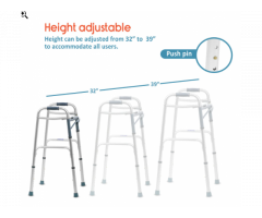 Premium Imported Light Weight Aluminum Height Adjustable Folding Walker - 2