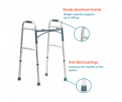 Premium Imported Light Weight Aluminum Height Adjustable Folding Walker - 3