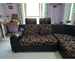 "L" shaped Sofa set 6 seater and Glass teapoy for sale - 3