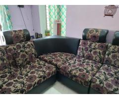 "L" shaped Sofa set 6 seater and Glass teapoy for sale - 4