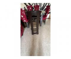 6 seater dining table with getching work glass top