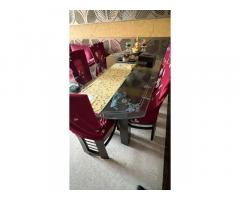 6 seater dining table with getching work glass top