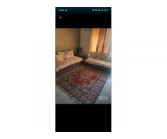 L shaped sofa with carpet and 2 puffees available for immediate sale