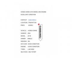 HONDA SHINE 2018 MODEL BS4 ENGINE EXCELLENT CONDITION   CONTACT   :7200199913 LOCATION. :TIRUPATTUR