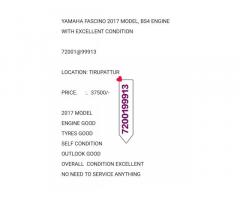 YAMAHA FASCINO 2017 MODEL, VERY GOOD CONDITION ,CONTACT :72001@99913  LOCATION:TIRUPATTUR