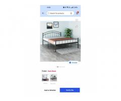 Steel frame bed and Sleepwell mattress with mattress protector plus A study table with storage