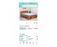 Steel frame bed and Sleepwell mattress with mattress protector plus A study table with storage