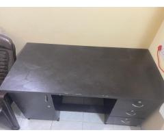 Steel frame bed and Sleepwell mattress with mattress protector plus A study table with storage