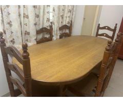 6 seater wooden dining table & 6 chairs