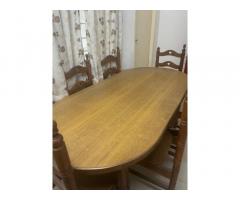 6 seater wooden dining table & 6 chairs