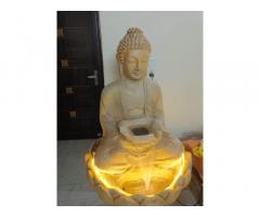 Tranquil Buddha Fountain with LED Light & Waterfall