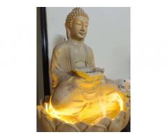 Tranquil Buddha Fountain with LED Light & Waterfall