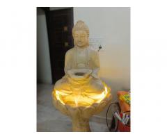 Tranquil Buddha Fountain with LED Light & Waterfall