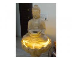 Tranquil Buddha Fountain with LED Light & Waterfall