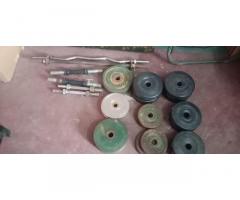 Home Gym Items – Dumbbells, Rods, Plates – Good Condition