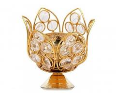 Brass, Crystal Table Diya