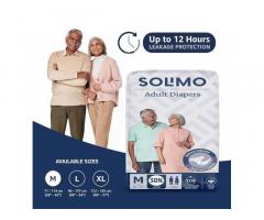 Amazon Brand-Solimo Adult Diapers Tape Style |Medium Size|60 Count|(30 x Pack of 2)|Unisex|