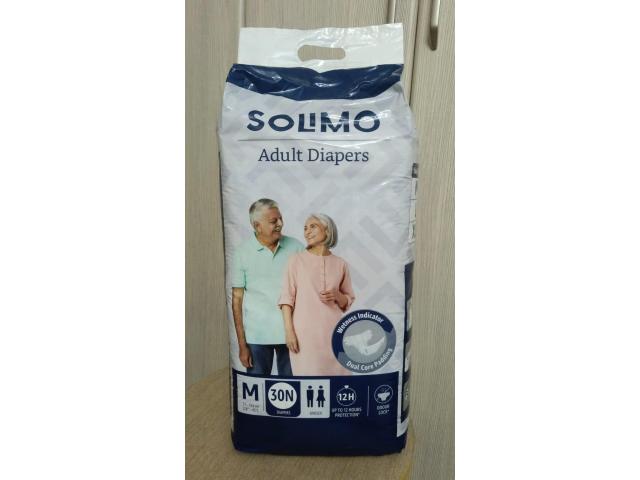 Amazon Brand-Solimo Adult Diapers Tape Style Medium Size 60 Count - 1/5