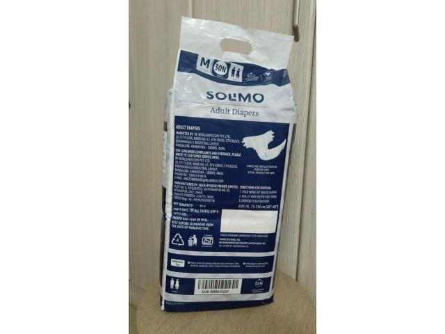 Amazon Brand-Solimo Adult Diapers Tape Style Medium Size 60 Count - 3/5