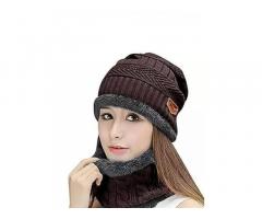 Ultra Soft Unisex Woolen Beanie Cap Plus Neck Scarf Set- MRP ₹399