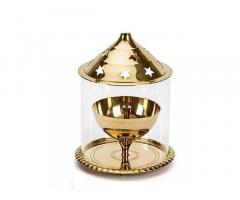 Brass with Glass Akhand Diya/Oil Lamp/Pooja