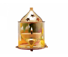 Brass with Glass Akhand Diya/Oil Lamp/Pooja