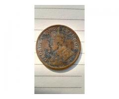 99 years old 1/4th anna copper coin minted under British India under king George IV - Image 1/2