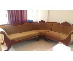 L Shaped wooden Sofa with intricate carvings - Image 4/4