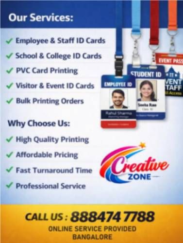 Creative Zone | High Quality Printing Services | School & College ID ...