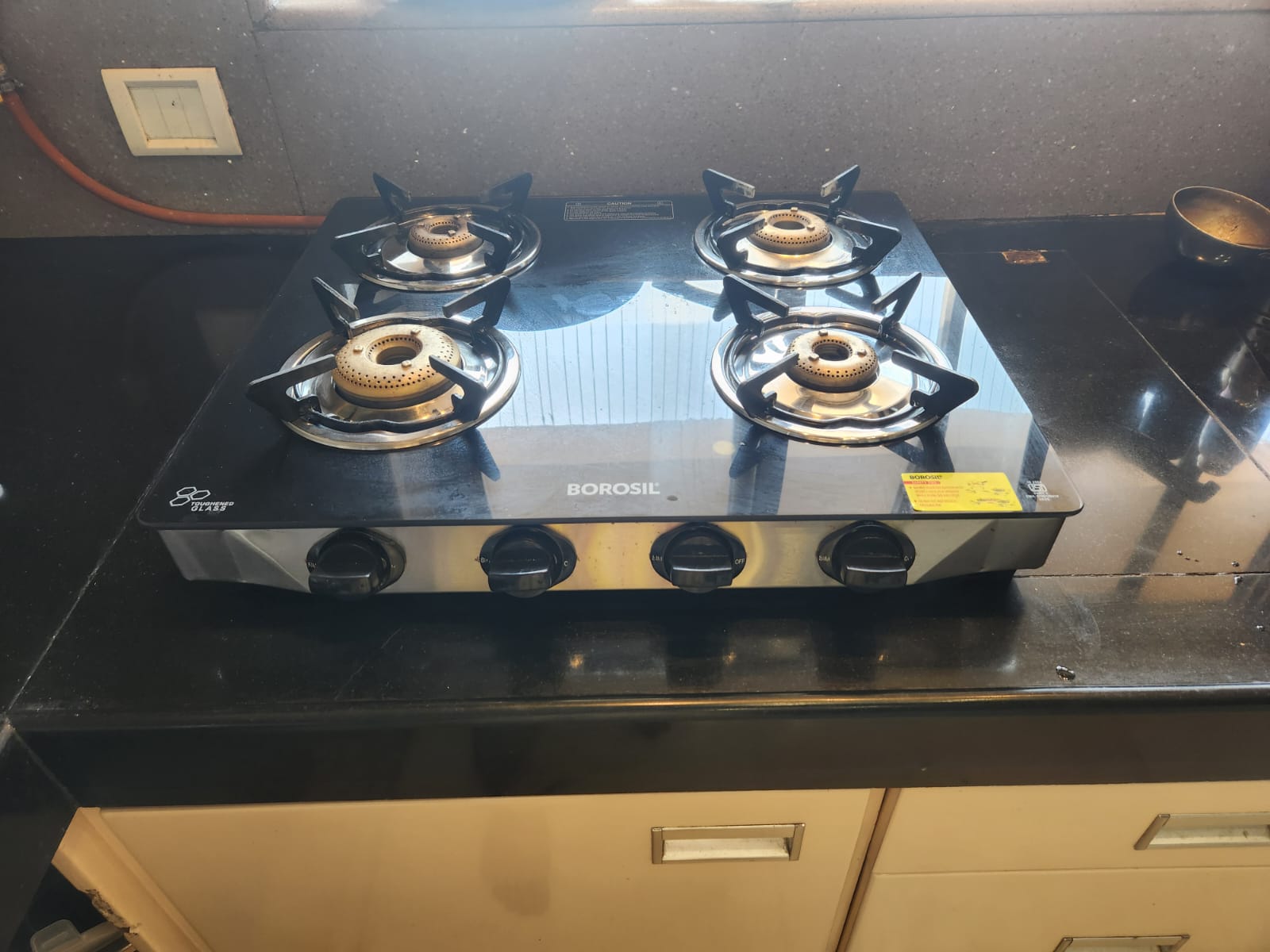 Borosil Flare Glasstop Gas stove, 4 Burners, 10 days Use Only - Image 1